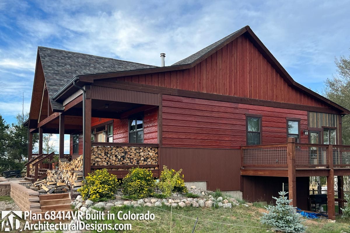 Plan 68414VR: 2 Bed Ranch with Vaulted Great Room for a Sloping Lot - Image #4 - Country, Mountain, Ranch