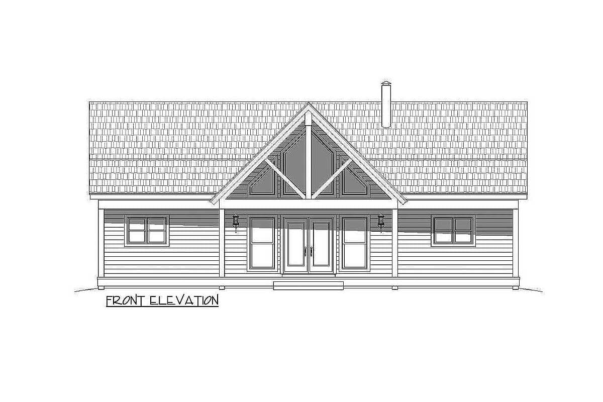 Plan 68414VR: 2 Bed Ranch with Vaulted Great Room for a Sloping Lot - Image #5 - Country, Mountain, Ranch