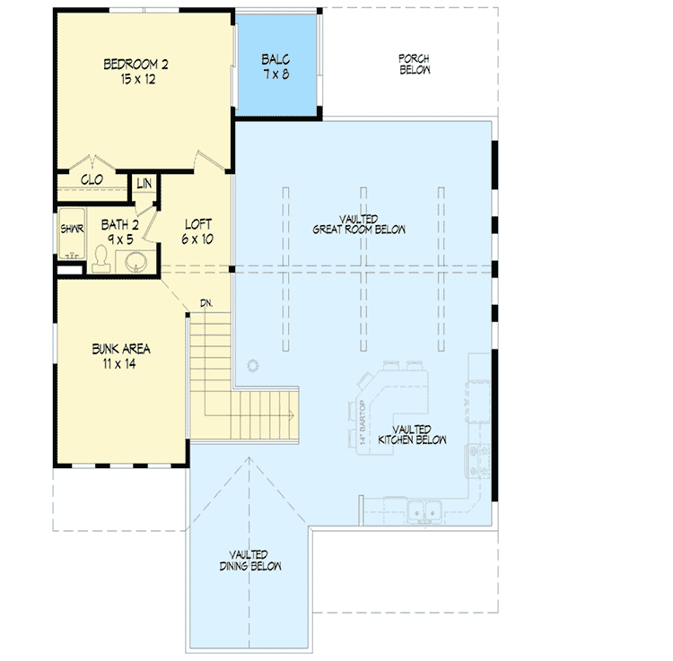 Plan 68415VR: For the View Lot with Room to Grow - Floor Plan - 2nd Floor - Mountain