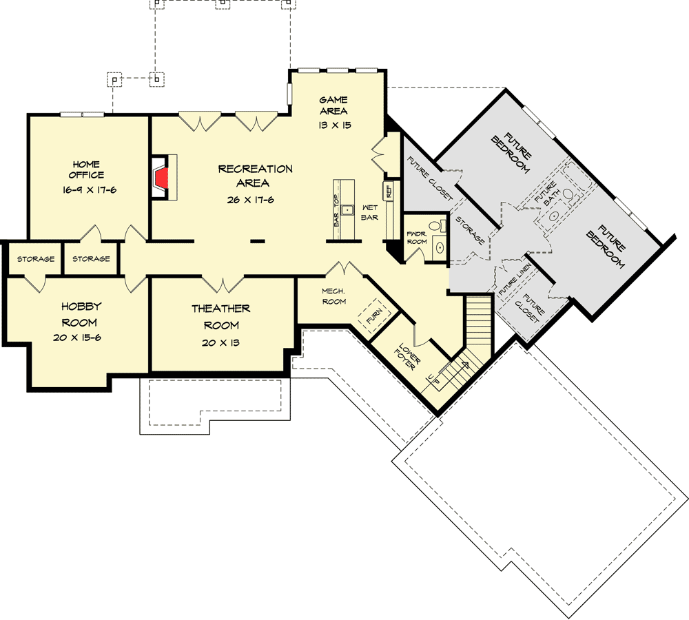 Plan 36074DK: Split Craftsman House Plan with Expansion Space and an Angled Garage - 3061 Sq Ft - Floor Plan - Optional Basement Level - Country, Craftsman