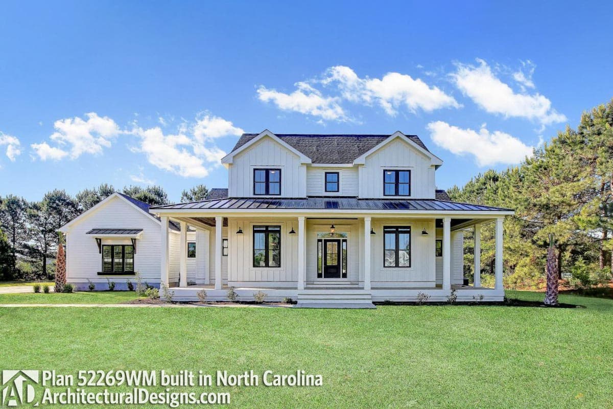 build gallery item - Farmhouse Plan 52269WM comes to life in North Carolina