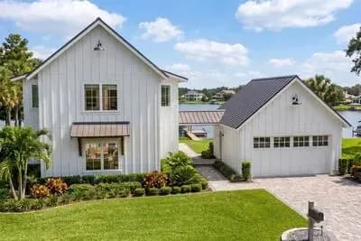 Modern Farmhouse Plan with 2 Beds and Semi-detached Garage