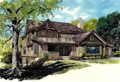 Rustic Cottage with Picture Window and 2-Car Garage