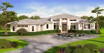 Contemporary House Plan with Outdoor Living and Dining Areas