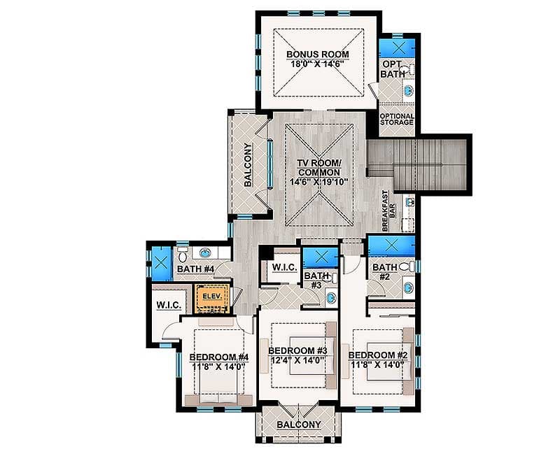 Plan 86032BW: Splendid Old Florida Style House Plan - Floor Plan - 2nd Floor - Coastal, Florida-Style, Southern
