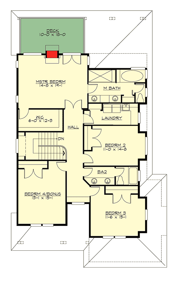 Plan 23639JD: Prairie Inspired House Plan with Porches and Second Floor Deck - Floor Plan - 2nd Floor - Craftsman, Northwest, Prairie
