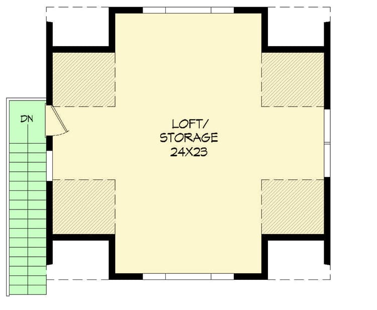 Plan 68418VR: Garage with Loft Storage - Floor Plan - Second Floor