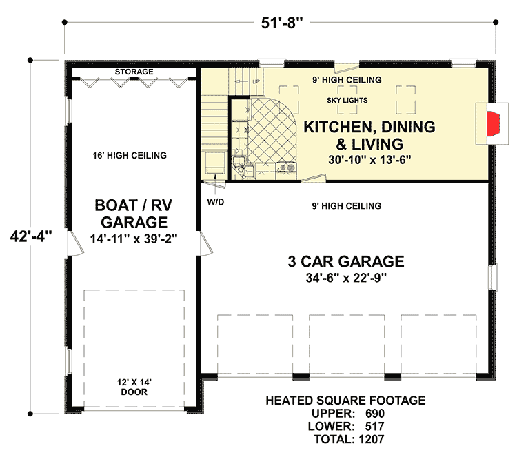 Plan 20133GA: RV Garage with Apartment Above - Floor Plan - Main Level - Carriage, Vacation