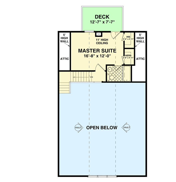 Plan 20135GA: 2-Story Cottage with 2-Story Great Room - Floor Plan - 2nd Floor - Cottage, Country, Vacation