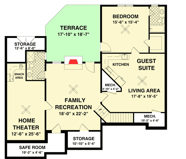 Plan 20138GA: Craftsman Home Plan on a Walkout Basement with a Bonus Room Upstairs - 1800 Sq Ft - Floor Plan - Basement - Country, Craftsman, Northwest, Ranch, Rustic