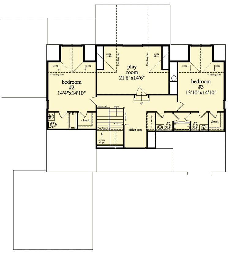Plan 29885RL: Country House Plan with 3 Porches and an Optional Finished Lower Level - Floor Plan - 2nd Floor - Cottage, Country, Mountain, Rustic, Vacation