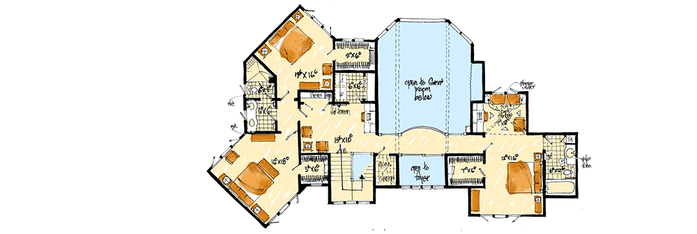 Plan 12943KN: 4 Bedroom Mountain Lodge House Plan - Floor Plan - 2nd Floor - Craftsman, Mountain, Rustic, Vacation