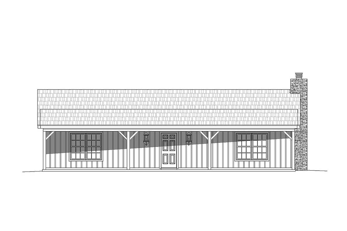 Plan 68419VR: Ranch House Plan with Vaulted Ceilings - 1200 Sq Ft - Image #4 - Country, Ranch, Rustic, Traditional