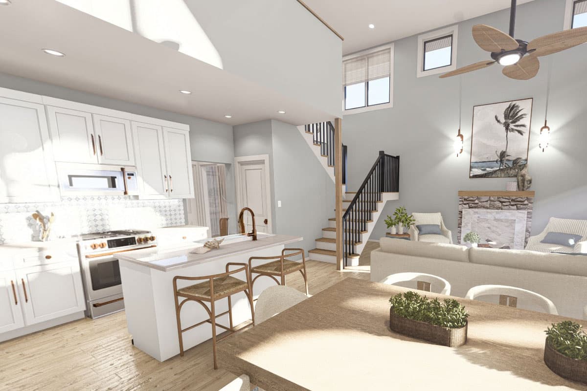 Plan 62651DJ: Two-Story Coastal Cabin with Loft and Detached Garage - 1194  Sq Ft - Virtual Tour Cover Image - Coastal, Cottage, Country, Vacation