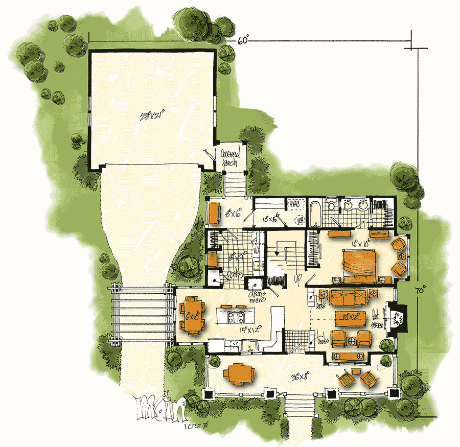 Plan 12944KN: Country House Plan with Lots of Pluses - Floor Plan - Main Level - Bungalow, Cottage, Country, Farmhouse, Modern Farmhouse, New American, Rustic