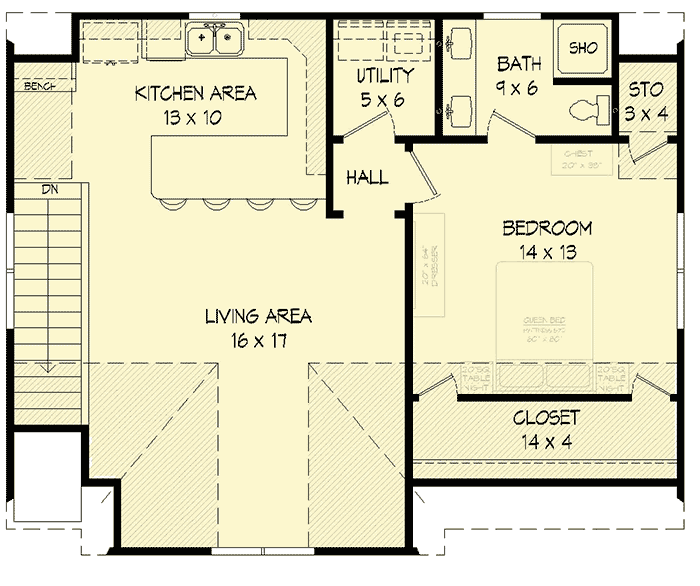 Plan 68421VR: Attractive Garage Apartment - Floor Plan - 2nd Floor - Carriage, Country, Traditional