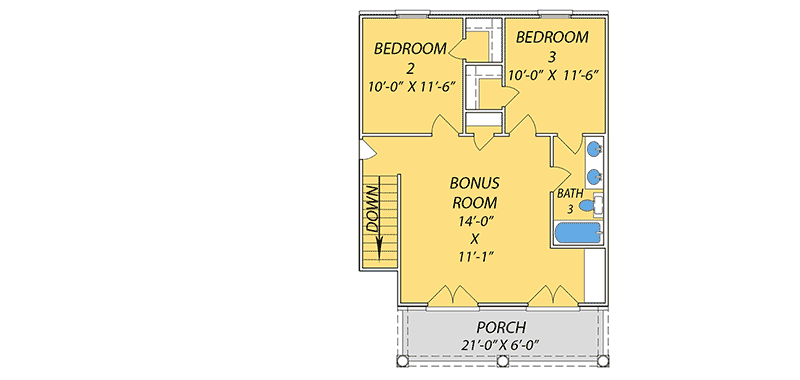 Plan 83886JW: Southern House Plan with Stacked Porches - Floor Plan - 2nd Floor - Acadian, Louisiana-Style, New Orleans, Southern