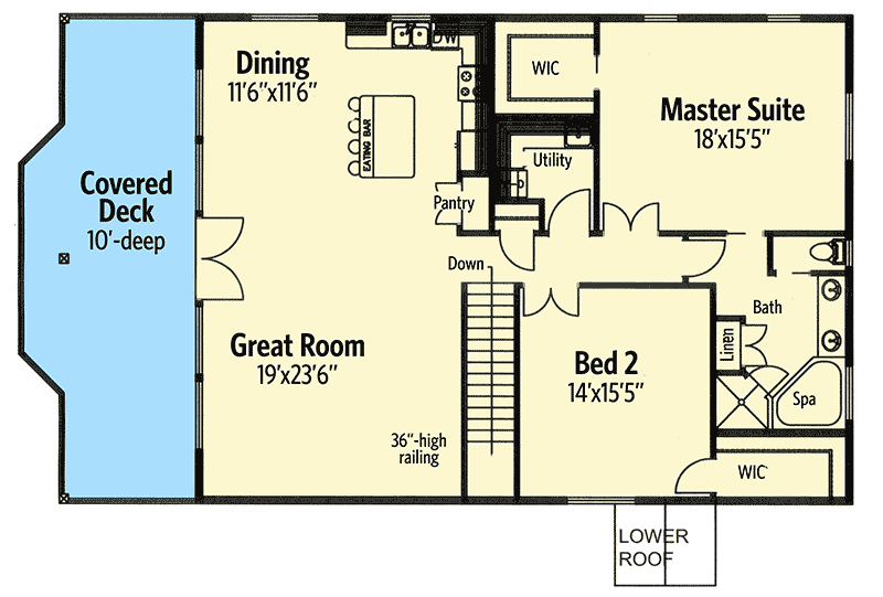 Plan 35515GH: Easy-To-Build House Plan with 2 Bedrooms and a Flex Room - Floor Plan - 2nd Floor - Mountain, Northwest, Vacation