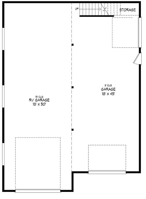 Plan 68423VR: RV Garage with Second Floor Storage - Floor Plan - Main Level