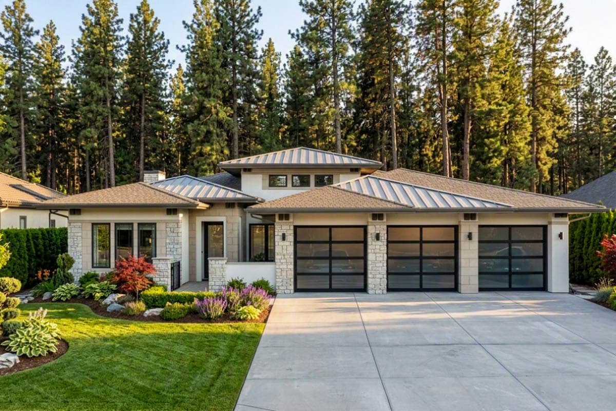 Plan image - 64421SC:Modern Prairie House Plan for a Rear Sloping Lot