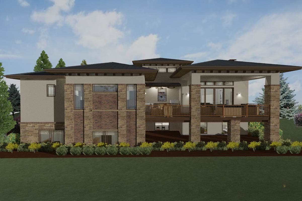 Plan 64421SC: Modern Prairie House Plan for a Rear Sloping Lot - Image #6 - Northwest, Prairie, Ranch