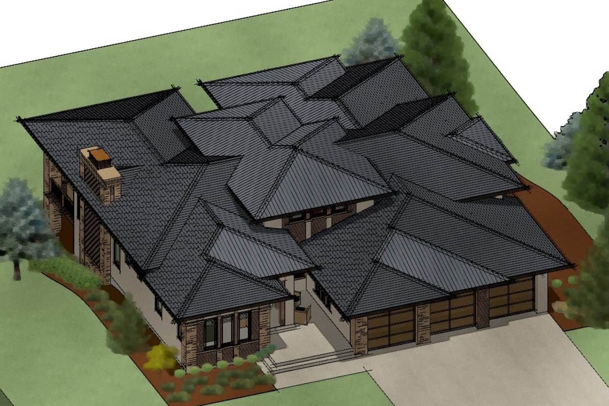 Plan 64421SC: Modern Prairie House Plan for a Rear Sloping Lot - Image #8 - Northwest, Prairie, Ranch