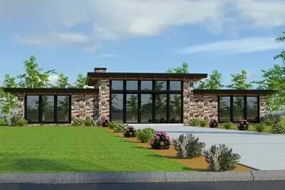 Exclusive Modern House Plan with Split Bedroom Layout
