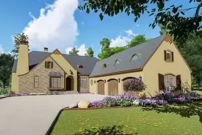 European House Plan with Lower Level Rec Room
