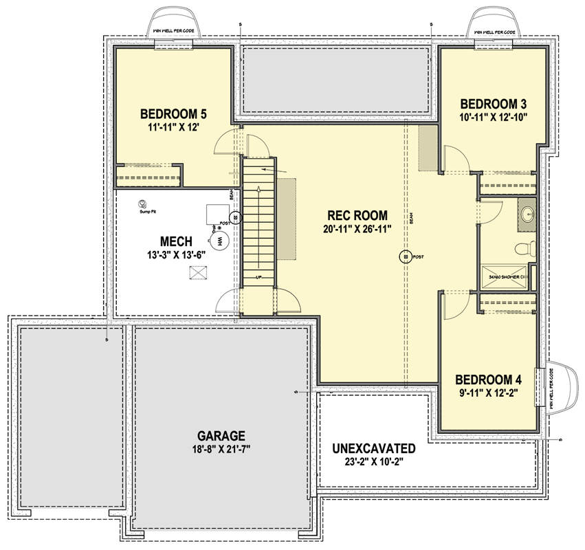 Plan 64425SC: 2 Bedroom Farmhouse Home Plan With Room to Expand - Floor Plan - Optionally Finished Lower Level - Country, Farmhouse