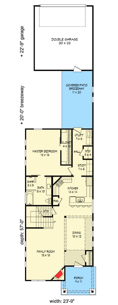 Plan 68424VR: Narrow Lot Bungalow House Plan with Rear-Entry Garage - 1979 Sq Ft - Floor Plan - Main Level - Bungalow, Craftsman, Northwest
