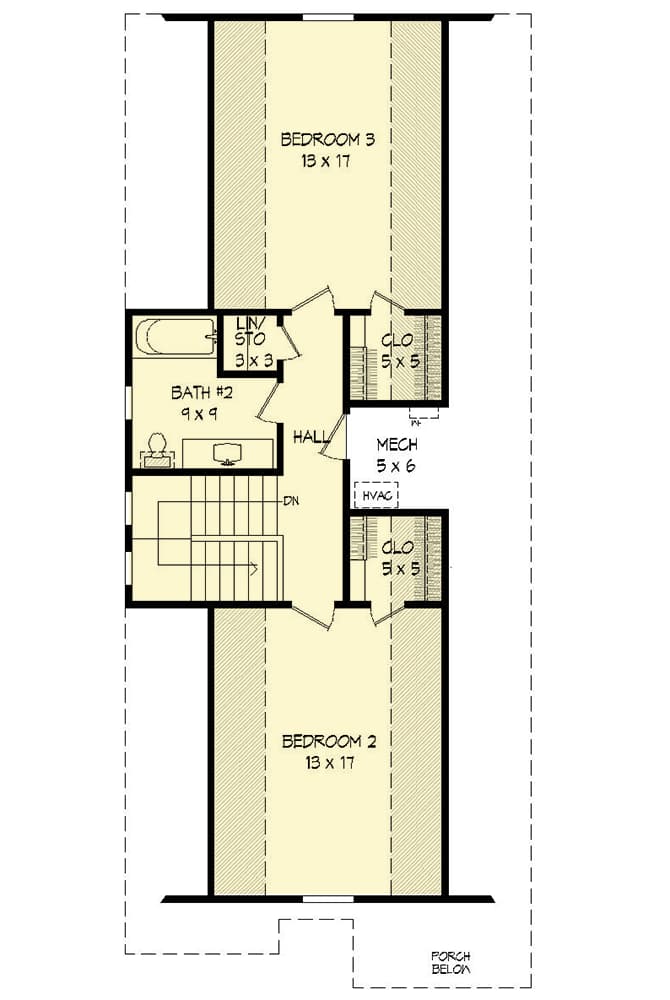 Plan 68425VR: Narrow Lot Bungalow House Plan - 1997 Sq Ft - Floor Plan - 2nd Floor - Bungalow, Craftsman, Northwest