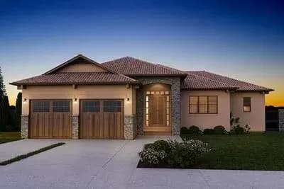 Two Bedroom Mediterranean House Plan with Options