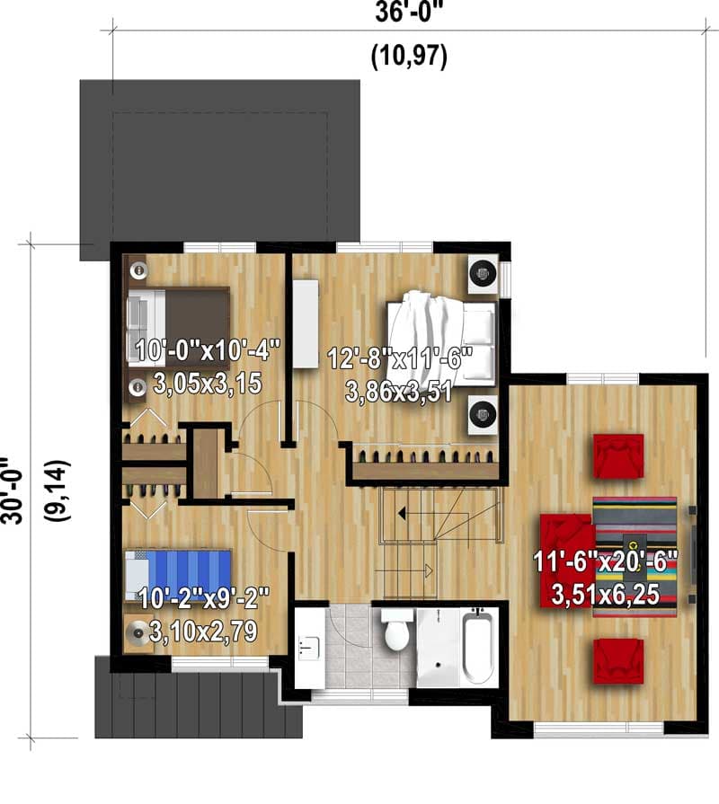 Plan 80869PM: Three Bedroom Contemporary House Plan - Floor Plan - 2nd Floor - Contemporary