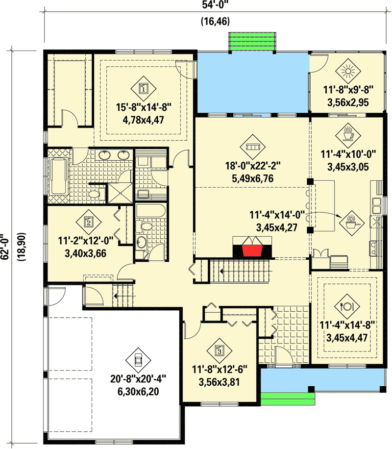 Plan 80874PM: Traditional House Plan with Lots of Amenities - Floor Plan - Main Level - Traditional