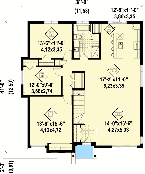 Plan 80875PM: 3 Bed Rugged House Plan - Floor Plan - Main Level - Cottage, Mountain, Rustic, Vacation