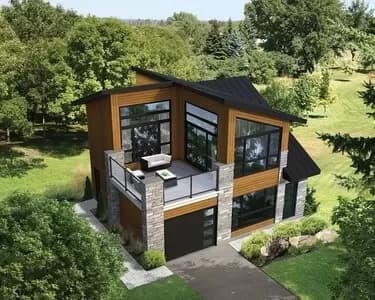 Contemporary House Plan with Second Floor Deck - 910 Sq Ft