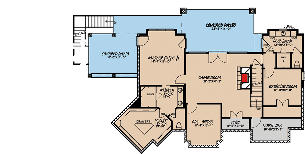 Plan 70525MK: Rustic and Spacious Mountain House Plan - 4548 Sq Ft - Floor Plan - Lower Level - Craftsman, Mountain, Northwest