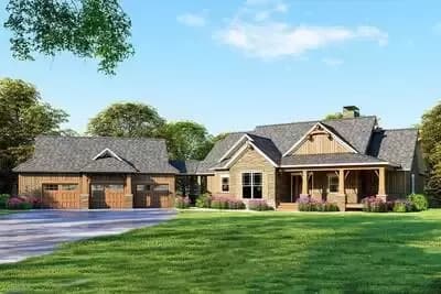 Craftsman House Plan with Two Master Suites