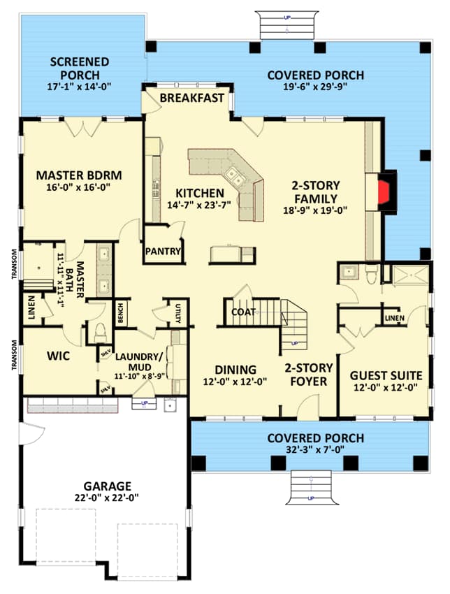 Plan 46295LA: Traditional House Plan with Optional Bonus Room - Floor Plan - Main Level - Traditional