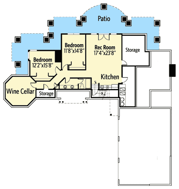 Plan 23645JD: Luxury Shingle Style House Plan with Multiple Gathering Spaces - Floor Plan - Lower Level - New American, Northwest, Shingle