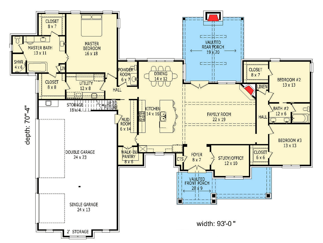 Plan 68429VR: Rustic Good Looks - Floor Plan - Main Level - Southern