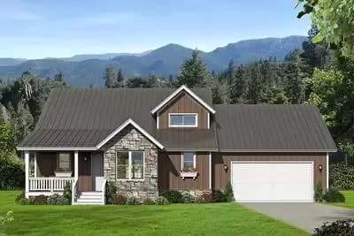 Backwoods 3-Bed House Plan with Attached 2-Car Garage
