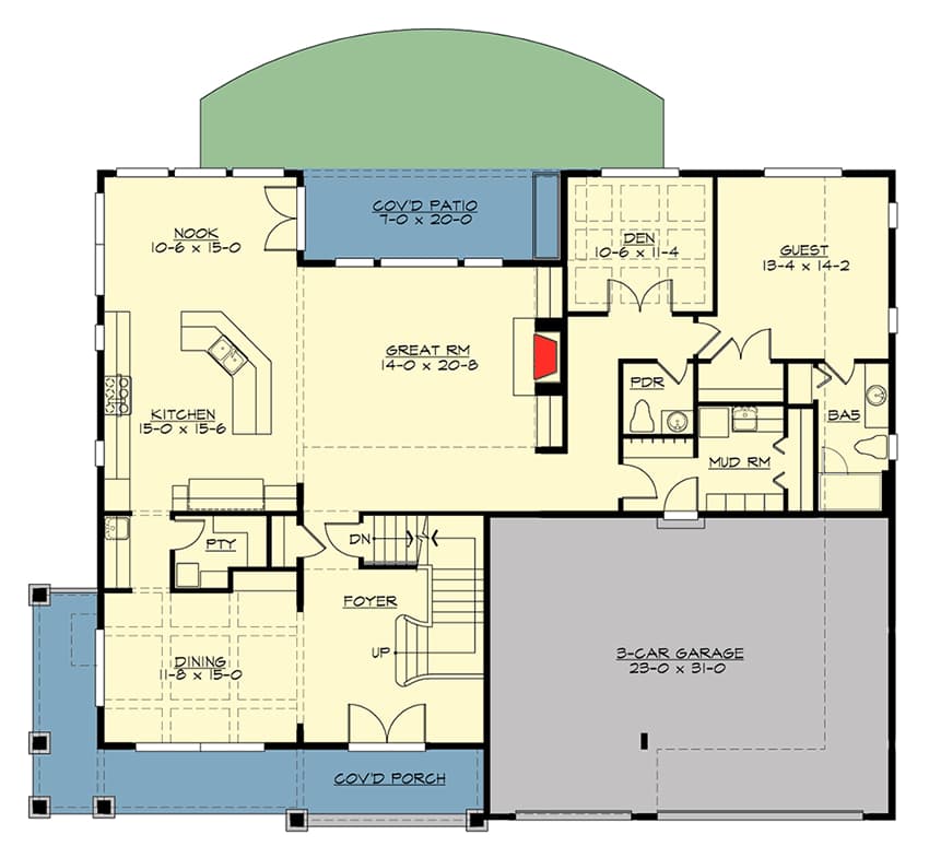 Plan 23659JD: Exquisite Craftsman House Plan - Floor Plan - Main Level - Craftsman, New American, Northwest