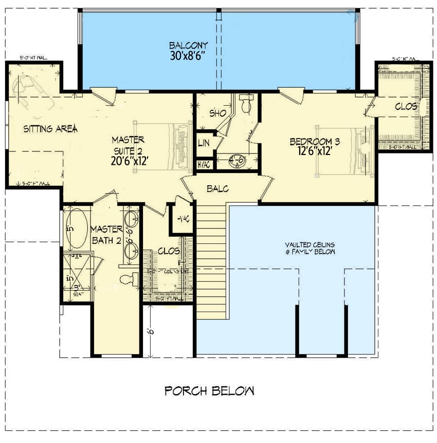 Plan 68432VR: Country Living with Wraparound Porch - Floor Plan - 2nd Floor - Country, Traditional