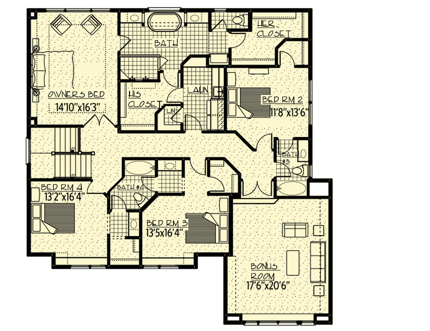 Plan 73363HS: Stunning Exclusive Craftsman with Optional Indoor Sport Court - Floor Plan - 2nd Floor - Craftsman, New American, Traditional