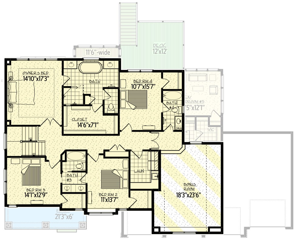 Plan 73365HS: Exclusive Craftsman with Flex Room and Optional Finished Lower Level - Floor Plan - Second Level - Craftsman, New American, Northwest