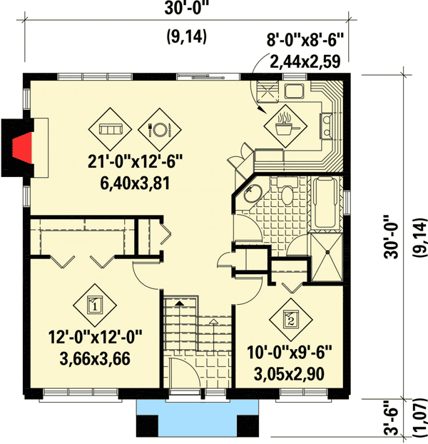 Plan 80901PM: Contemporary Styling - Floor Plan - Main Level - Bungalow, Modern