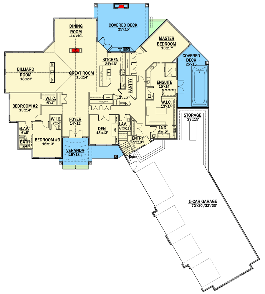 Plan 81688AB: Mountain House Plan with 5 Car Garage - Floor Plan - Main Level - Mountain, Northwest