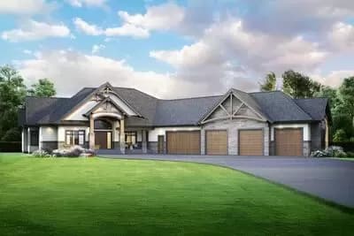 Mountain House Plan with 5 Car Garage