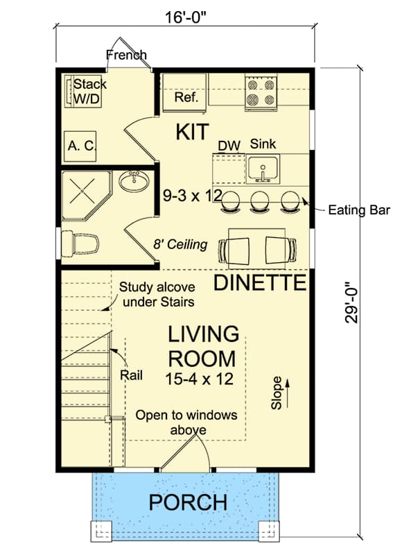 Plan 52284WM: Tiny Cottage or Guest Quarters - Floor Plan - Main Level - Bungalow, Cottage